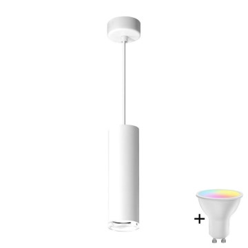 LED RGBW Регульований підвісний світильник для ванної TURYN 1xGU10/6,5W/230V 2700-6500K Wi-Fi IP44 білий