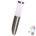 LED RGBW stlmiteľné vonkajšie nástenné svietidlo LIVIA 1xE27/6,5W/230V 2700-6500K Wi-Fi IP44 strieborné
