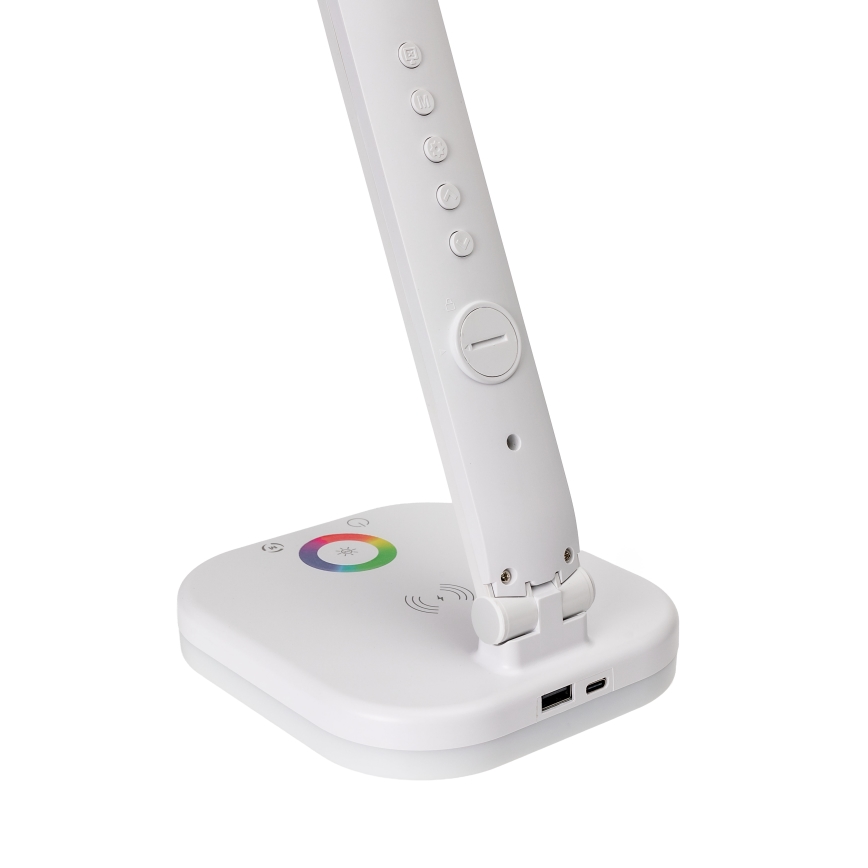 LED RGBW Stmievateľná dotyková stolná lampa s bezdrôtovým nabíjaním displejom a USB portom MAGNUS LED/6W/5V 3000-6500K biela+