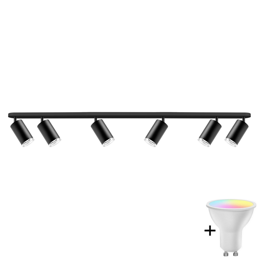 LED RGBW Stmievané kúpeľňové bodové svietidlo TURYN 6xGU10/6,5W/230V 2700-6500K Wi-Fi IP44 čierna