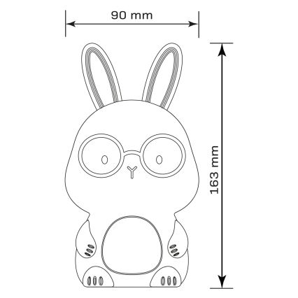 LED RGBW Stmievateľná detská dotyková lampa FLORKA LED/1W/5V USB 1200 mAh zajačik biela/ružová