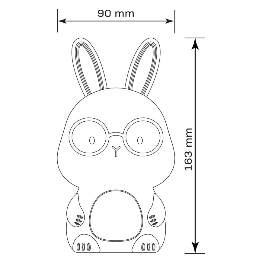 LED RGBW Stmievateľná detská dotyková lampa FLORKA LED/1W/5V USB 1200 mAh zajačik biela/šedá