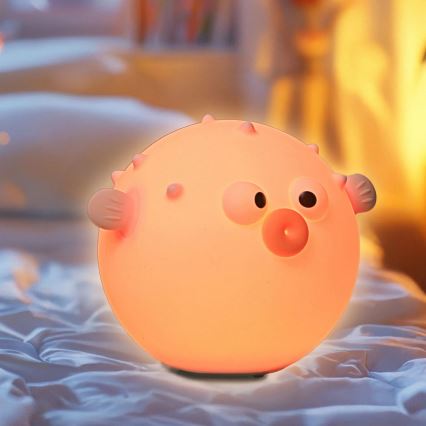 LED RGBW Stmievateľná detská dotyková lampa HELA LED/1W/5V USB 1200 mAh rybička ružová
