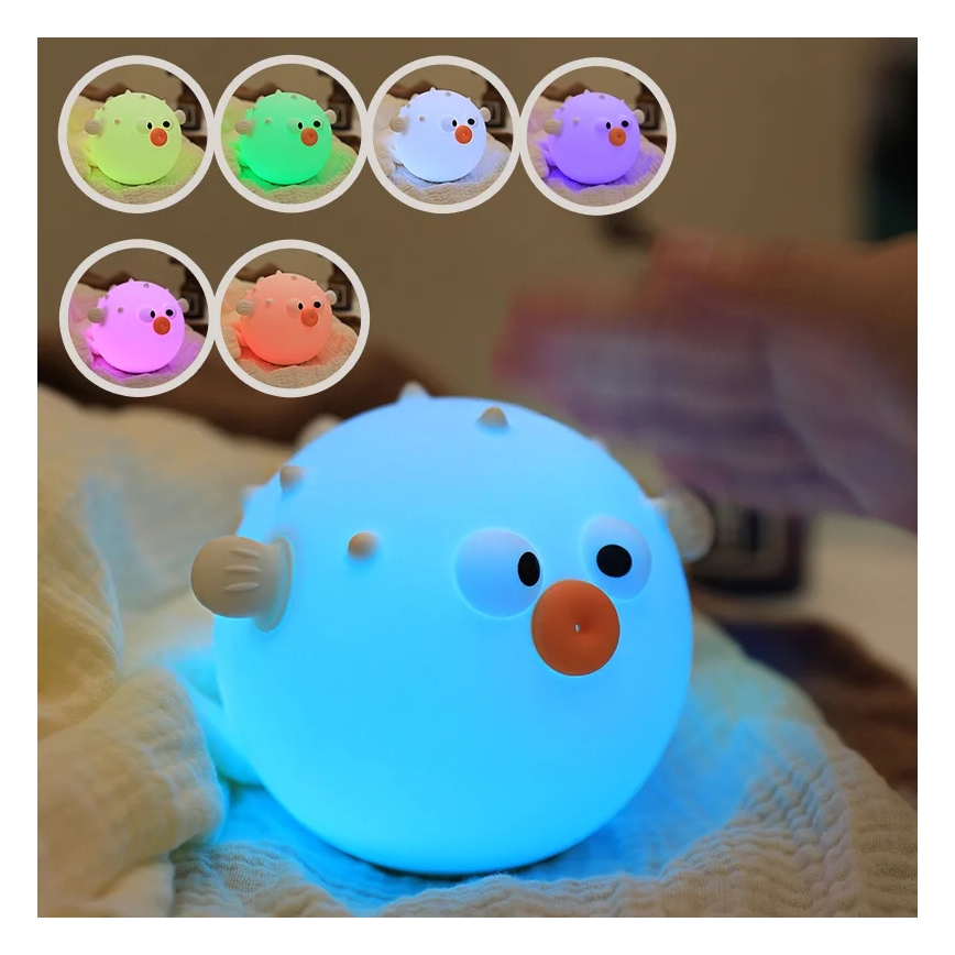 LED RGBW Stmievateľná detská dotyková lampa HELA LED/1W/5V USB 1200 mAh rybička ružová