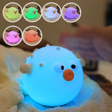 LED RGBW Stmievateľná detská dotyková lampa HELI LED/1W/5V USB 1200 mAh rybička modrá