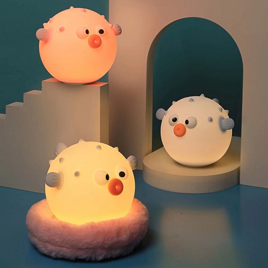 LED RGBW Stmievateľná detská dotyková lampa HELI LED/1W/5V USB 1200 mAh rybička modrá
