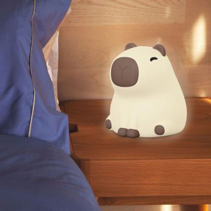 LED RGBW Stmievateľná detská dotyková lampa LED/1W/5V USB 1200 mAh kapybara
