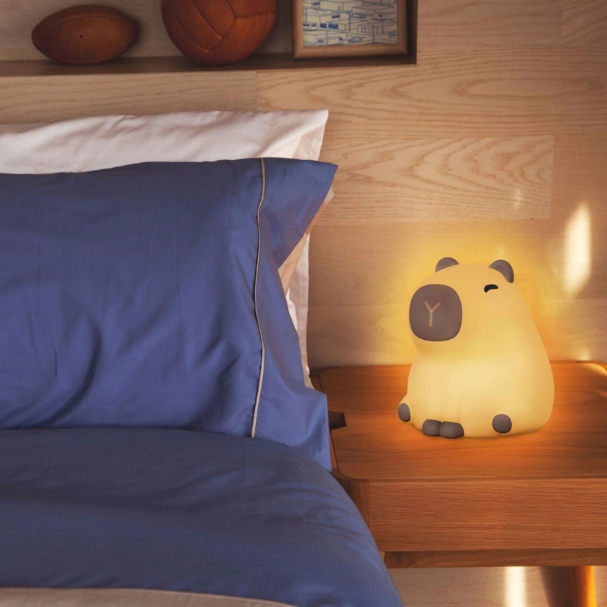 LED RGBW Stmievateľná detská dotyková lampa LED/1W/5V USB 1200 mAh kapybara