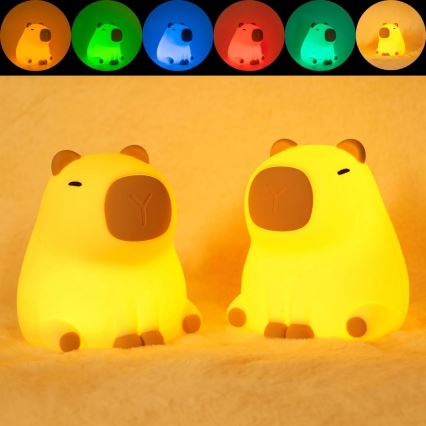 LED RGBW Stmievateľná detská dotyková lampa LED/1W/5V USB 1200 mAh kapybara