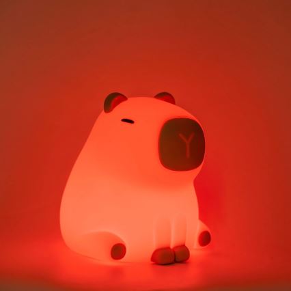 LED RGBW Stmievateľná detská dotyková lampa LED/1W/5V USB 1200 mAh kapybara