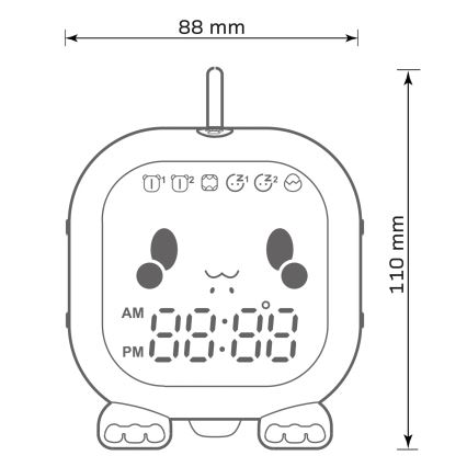 LED RGBW Stmievateľná detská nočný lampička s budíkom FILIP LED/1,5W/5V 1500 mAh
