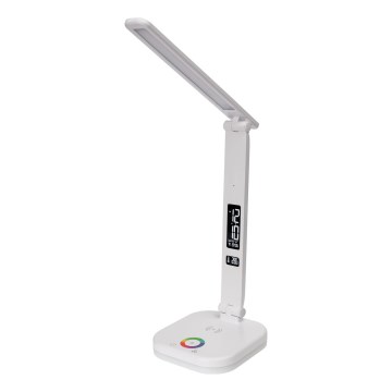 LED RGBW Stmievateľná dotyková stolná lampa s bezdrôtovým nabíjaním displejom a USB portom MAGNUS LED/6W/5V 3000-6500K biela+