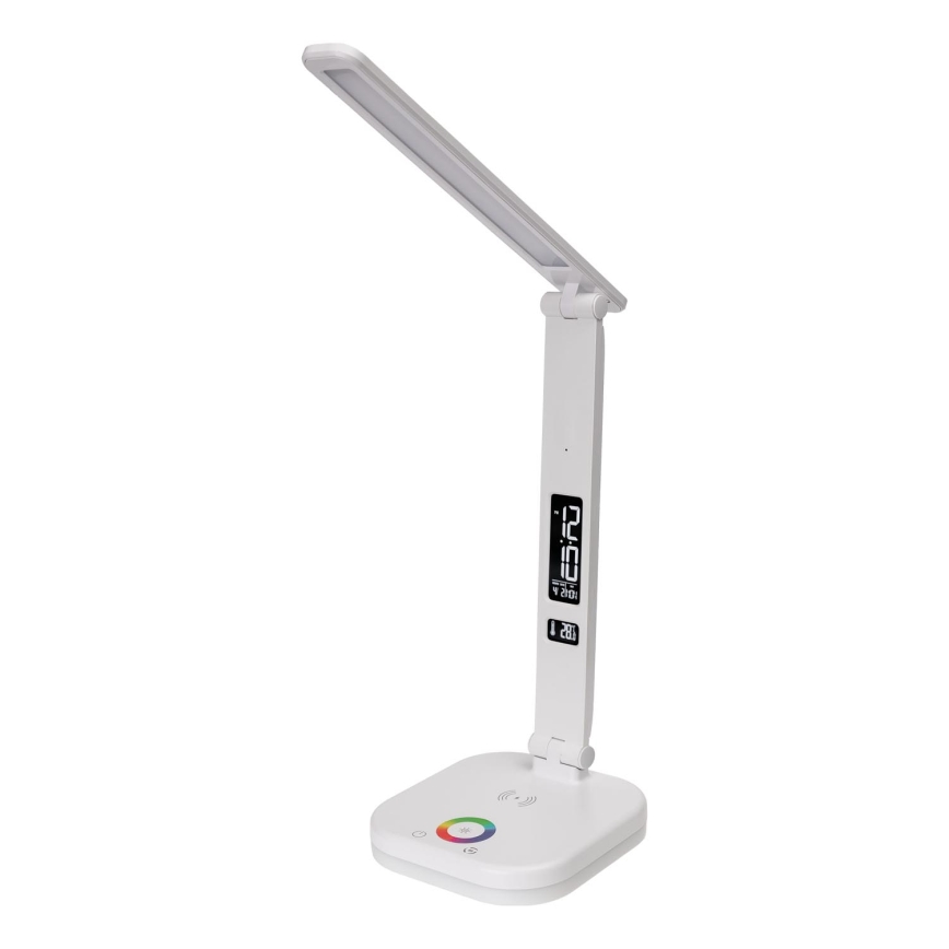 LED RGBW Stmievateľná dotyková stolná lampa s bezdrôtovým nabíjaním displejom a USB portom MAGNUS LED/6W/5V 3000-6500K biela+