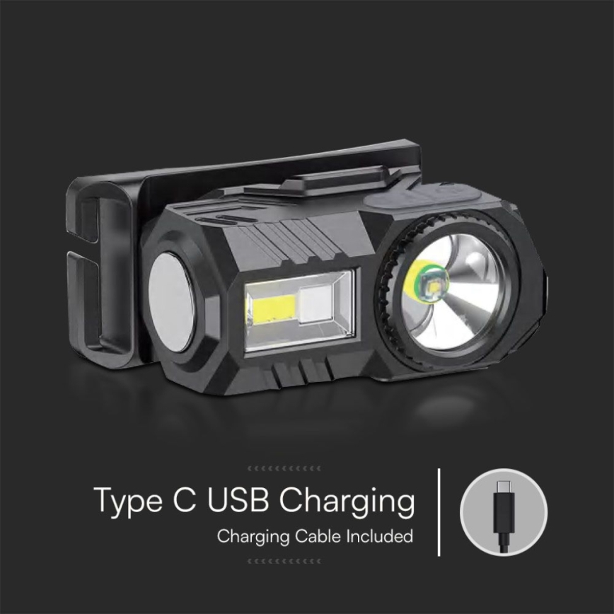 LED RGBW Stmievateľná nabíjacia čelovka USB LED/3W/5V IP43 190 lm 24 h 750 mAh