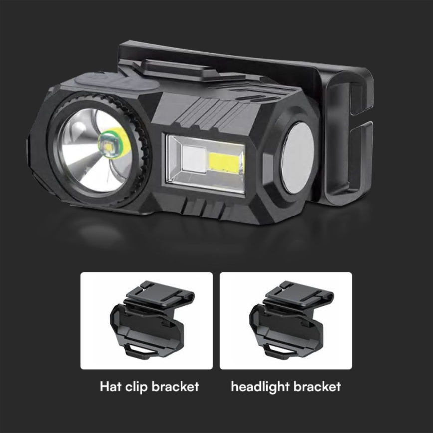 LED RGBW Stmievateľná nabíjacia čelovka USB LED/3W/5V IP43 190 lm 24 h 750 mAh