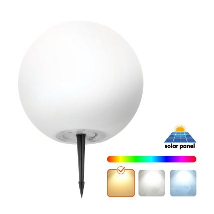 LED RGBW stmievateľná solárna lampa GARDEN BALL LED/5W/3,7V 3000K IP54 2200 mAh pr. 40 cm + diaľkové ovládanie