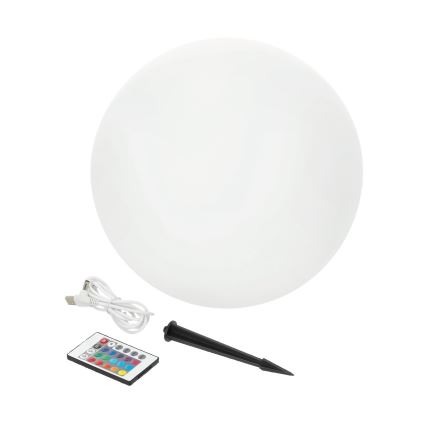 LED RGBW stmievateľná solárna lampa GARDEN BALL LED/5W/3,7V 3000K IP54 2200 mAh pr. 40 cm + diaľkové ovládanie