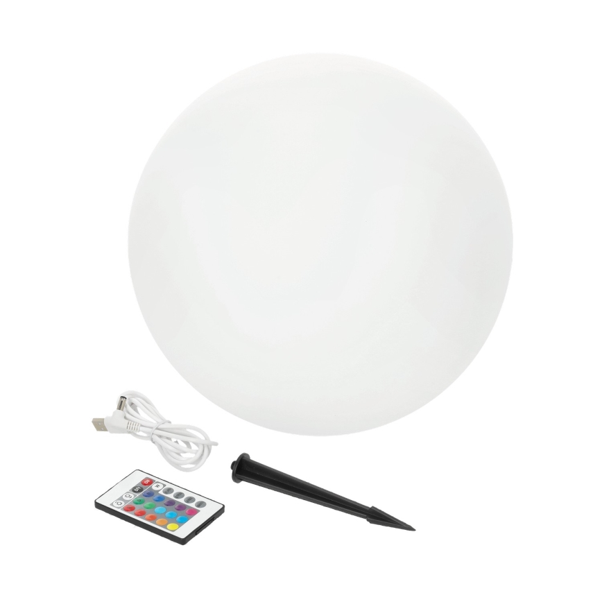 LED RGBW stmievateľná solárna lampa GARDEN BALL LED/5W/3,7V 3000K IP54 2200 mAh pr. 40 cm + diaľkové ovládanie