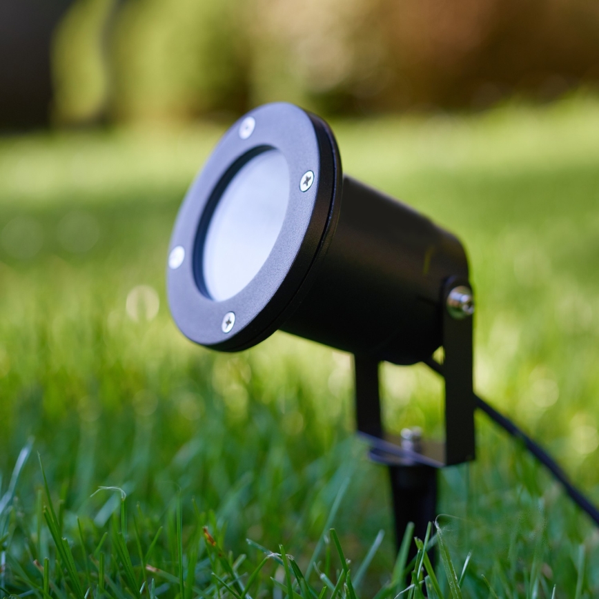 LED RGBW Stmievateľná vonkajšia lampa BLAKE 1xGU10/4,8W/230V IP65 + diaľkové ovládanie