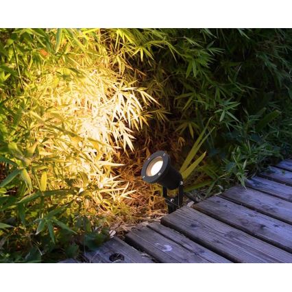LED RGBW Stmievateľná vonkajšia lampa BLAKE 1xGU10/4,8W/230V IP65 + diaľkové ovládanie