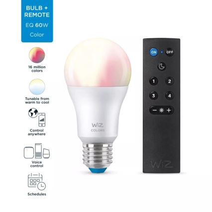 LED RGBW Stmievateľná žiarovka A60 E27/8,5W/230V 2200-6500K  CRI 90 Wi-Fi + diaľkové ovládanie - WiZ