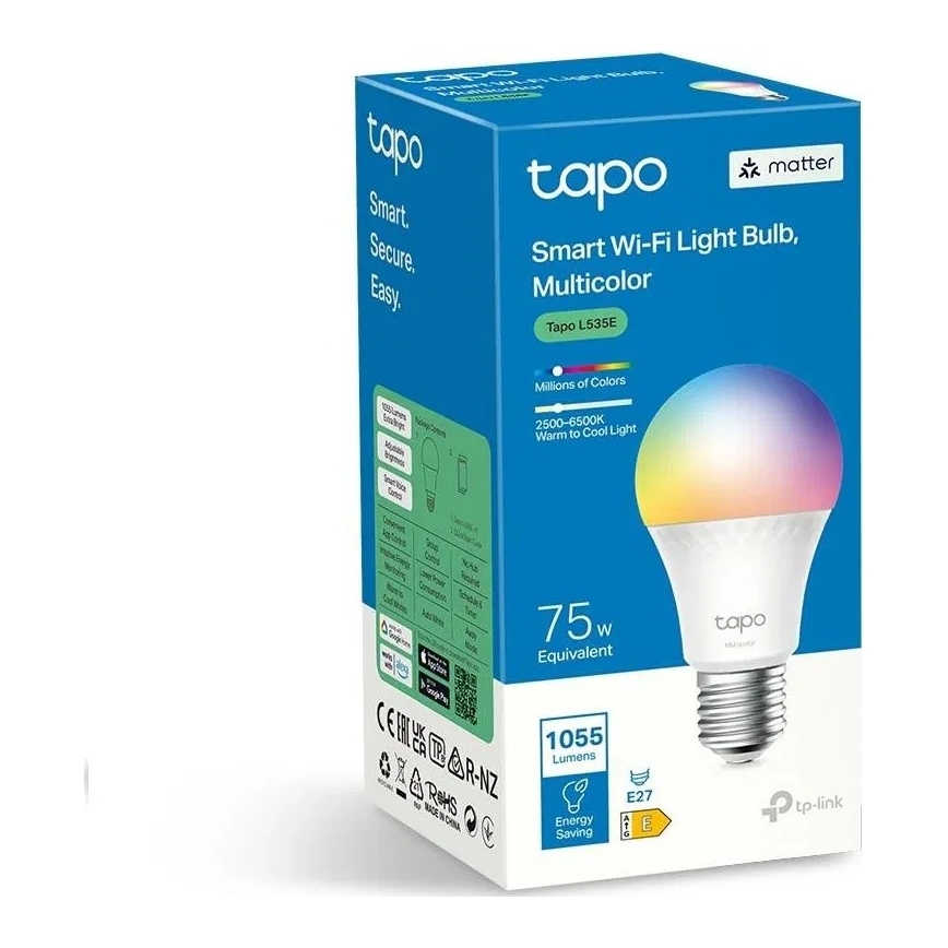 LED RGBW Stmievateľná žiarovka MATTER A60 E27/8,6W/230V 2500-6500K Wi-Fi - TP-Link