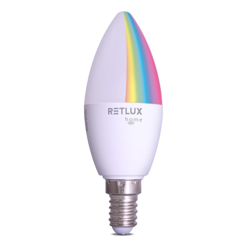 LED RGBW Stmievateľná žiarovka C37 E14/4,5W/230V 2700-6500K Wi-Fi Tuya