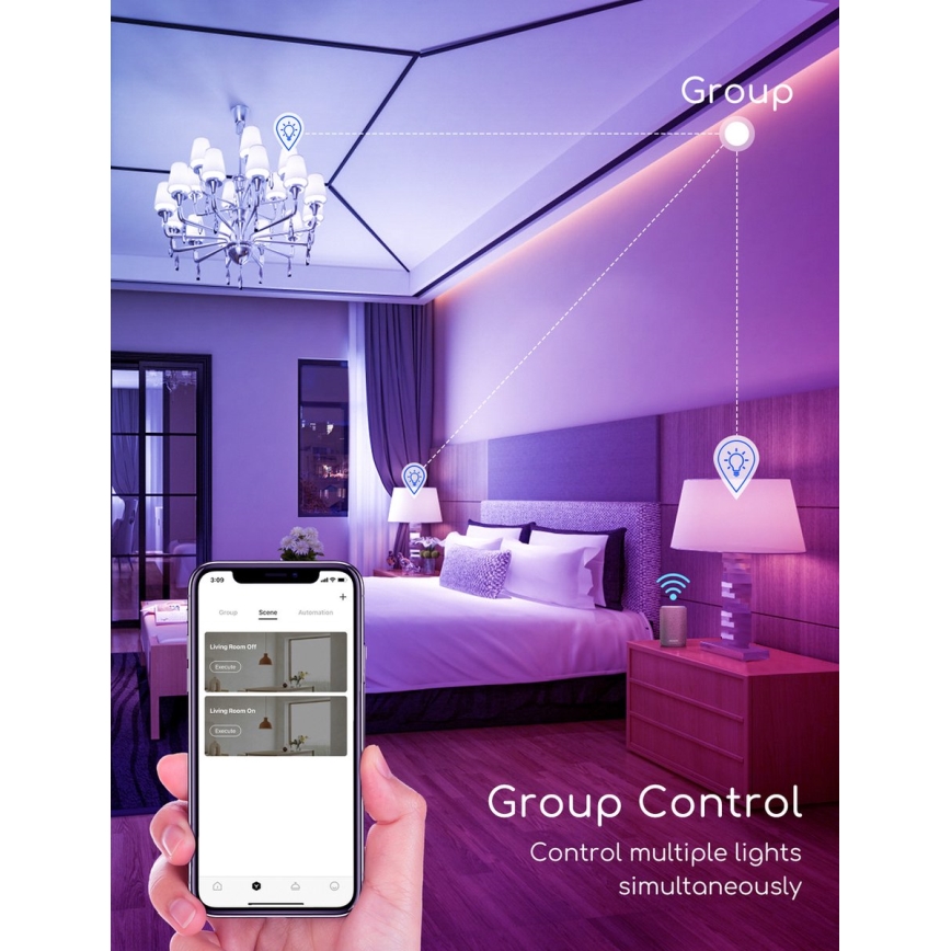 LED RGBW Stmievateľná žiarovka C37 E27/7W/230V 3000-6500K Wi-Fi - Aigostar
