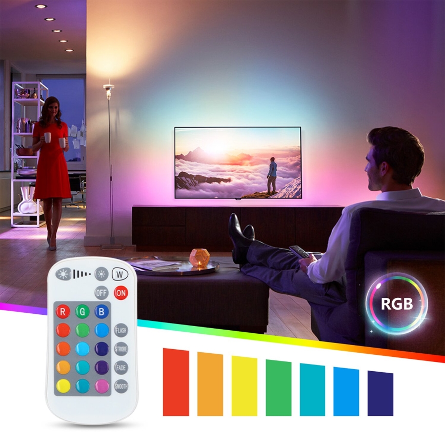 LED RGBW Stmievateľná žiarovka E27/8W/230V 3000K + diaľkové ovládanie - Aigostar