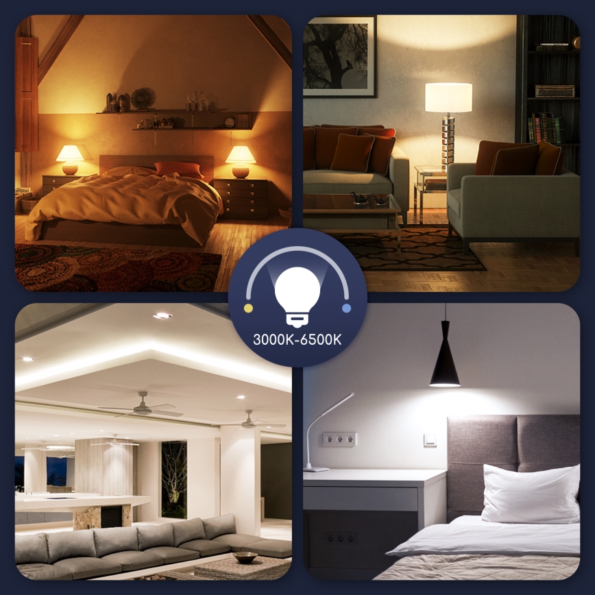 LED RGBW Stmievateľná žiarovka G45 E27/5W/230V 3000-6500K Wi-Fi - Aigostar