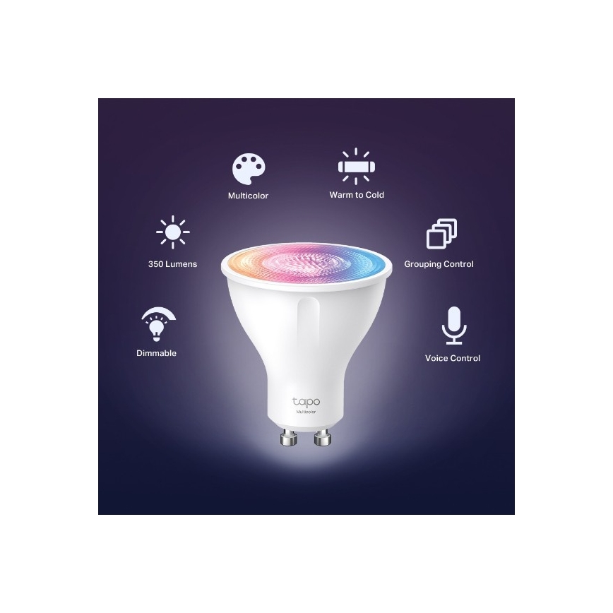 LED RGBW stmievateľná žiarovka GU10/3,7W/230V 2200-6500K Wi-Fi - TP-Link