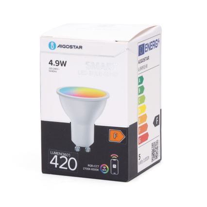 LED RGBW Stmievateľná žiarovka GU10/4,9W/230V 2700-6500K Wi-Fi - Aigostar