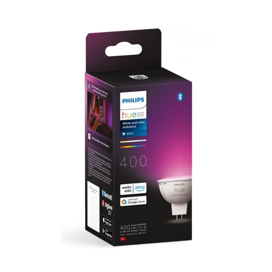 LED RGBW Stmievateľná žiarovka Philips Hue White And Color Ambiance GU5,3/MR16/6,3W/12V 2000-6500K