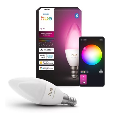 LED RGBW stmievateľná žiarovka Philips Hue White and Color Ambiance B39 E14/3,7W/230V 1000-20000K