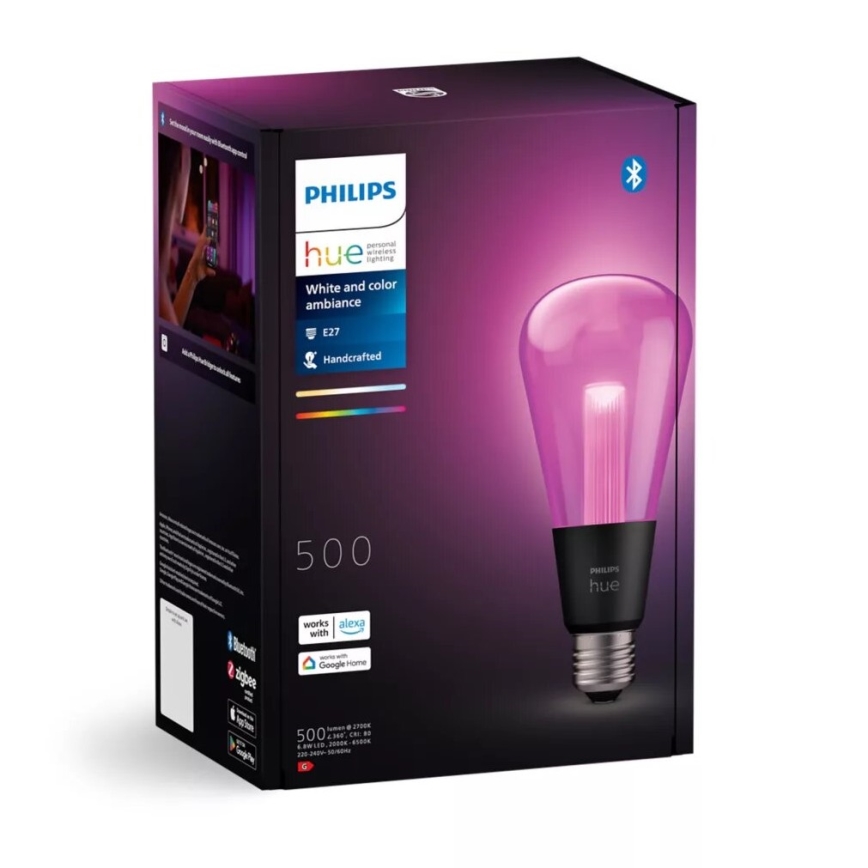LED RGBW Stmievateľná žiarovka Philips Hue White And Color Ambiance E27/6,8W/230V 2000-6500K
