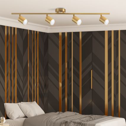 LED RGBW Stlmiteľné bodové svietidlo GOLDI 4xGU10/4,8W/230V 3000K zlatá + diaľkové ovládanie