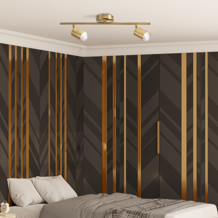 LED RGBW stmievateľné bodové svietidlo GOLDIE 2xGU10/4,8W/230V 3000K zlaté + diaľkové ovládanie