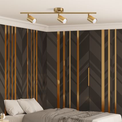 LED RGBW Stmievateľné bodové svietidlo GOLDIE 3xGU10/4,8W/230V 3000K zlaté + diaľkové ovládanie