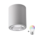 LED RGBW Stmievateľné bodové svietidlo JUPITER 1xE27/6,5W/230V 2700-6500K Wi-Fi pr. 9,8 cm sivá