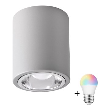 LED RGBW Stmievateľné bodové svietidlo JUPITER 1xE27/6,5W/230V 2700-6500K Wi-Fi pr. 9,8 cm sivá