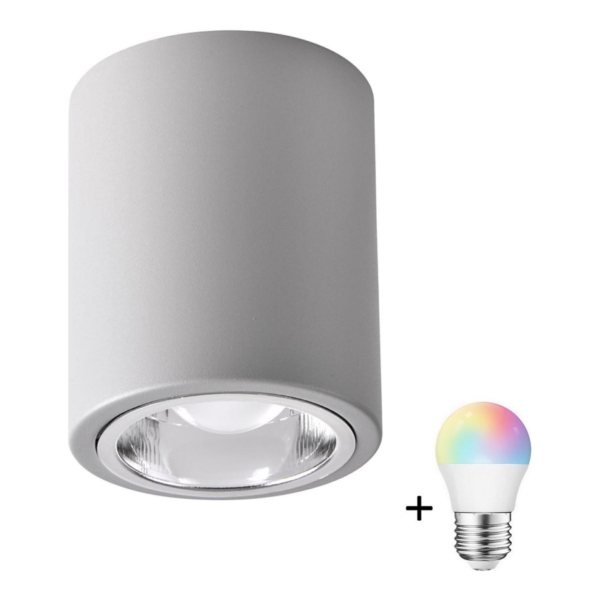 LED RGBW Stmievateľné bodové svietidlo JUPITER 1xE27/6,5W/230V 2700-6500K Wi-Fi pr. 9,8 cm sivá