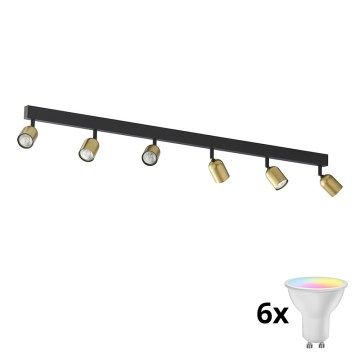 LED RGBW Stmievateľné bodové svietidlo TOP 6xGU10/6,5W/230V 2700-6500K zlatá/čierna