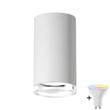 LED RGBW Stmievateľné kúpeľňové bodové svietidlo TURYN 1xGU10/4,8W/230V 3000K IP44 biela + diaľkové ovládanie