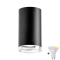 LED RGBW stmievateľné kúpeľňové bodové svietidlo TURYN 1xGU10/4,8W/230V 3000K IP44 čierne + diaľkové ovládanie