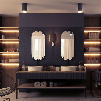 LED RGBW stmievateľné kúpeľňové bodové svietidlo TURYN 1xGU10/4,8W/230V 3000K IP44 čierne + diaľkové ovládanie