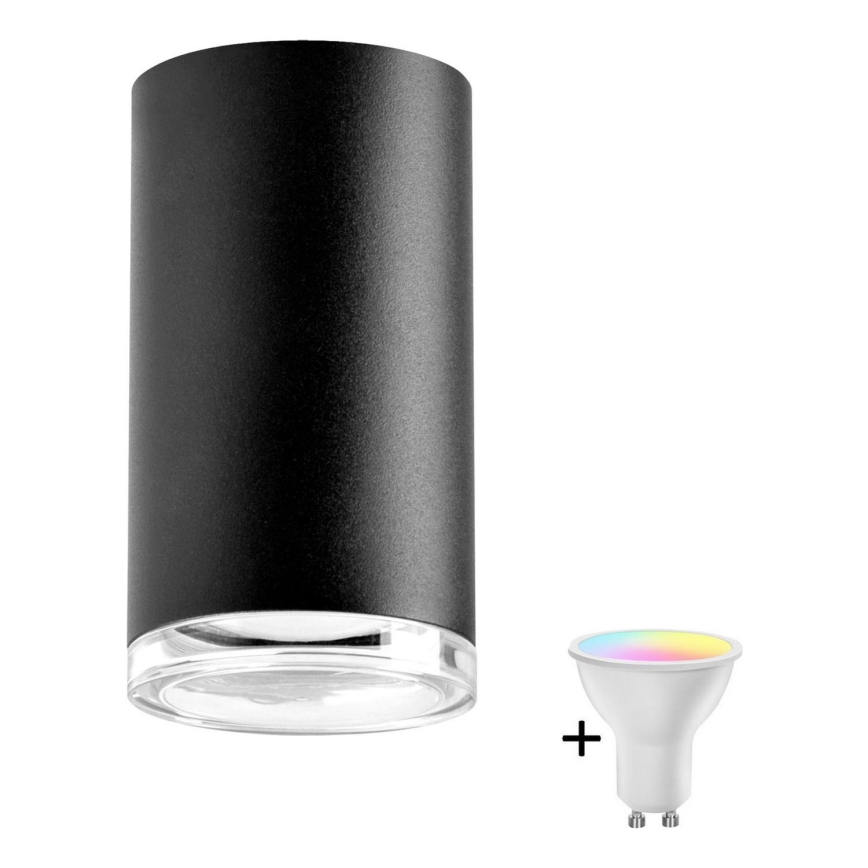 LED RGBW Stmievateľné kúpeľňové bodové svietidlo TURYN 1xGU10/6,5W/230V 2700-6500K Wi-Fi IP44 čierna