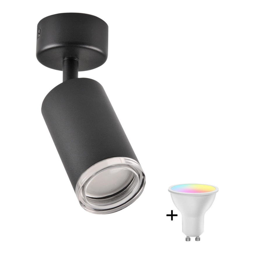 LED RGBW Stmievateľné kúpeľňové bodové svietidlo TURYN 1xGU10/6,5W/230V 2700-6500K Wi-Fi IP44 čierna