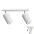 LED RGBW Stmievateľné kúpeľňové bodové svietidlo TURYN 2xGU10/4,8W/230V 3000K IP44 biele + diaľkové ovládanie