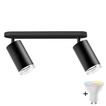 LED RGBW Stmievateľné kúpeľňové bodové svietidlo TURYN 2xGU10/4,8W/230V 3000K IP44 čierne + diaľkové ovládanie