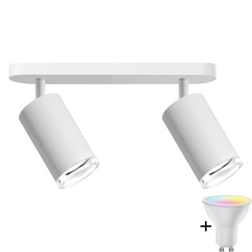 LED RGBW stmievateľné kúpeľňové bodové svietidlo TURYN 2xGU10/6,5W/230V 2700-6500K Wi-Fi IP44 biela